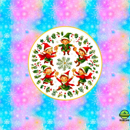 Colorful holiday elf mandala design