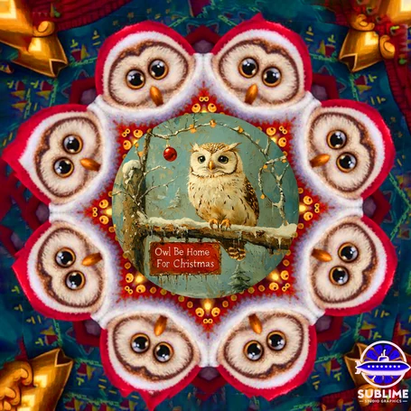 Christmas owl kaleidoscope artwork